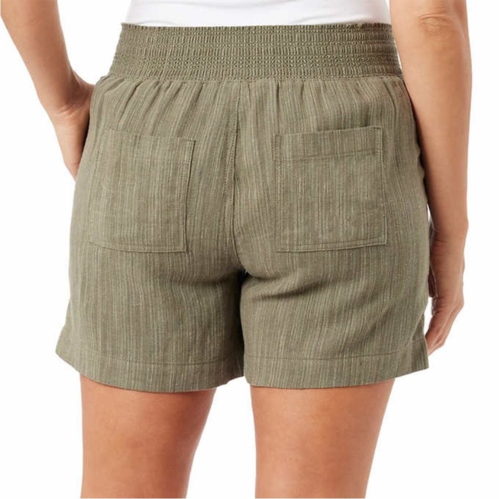 BRIGGS Linen Blend Shorts Womens Green Comfort Waistband - Picture 3 of 5